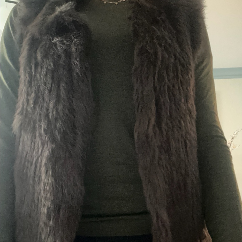 525 America Revolve Women’s Natural Rabbit Fur Brown Vest Small - Picture 12 of 13